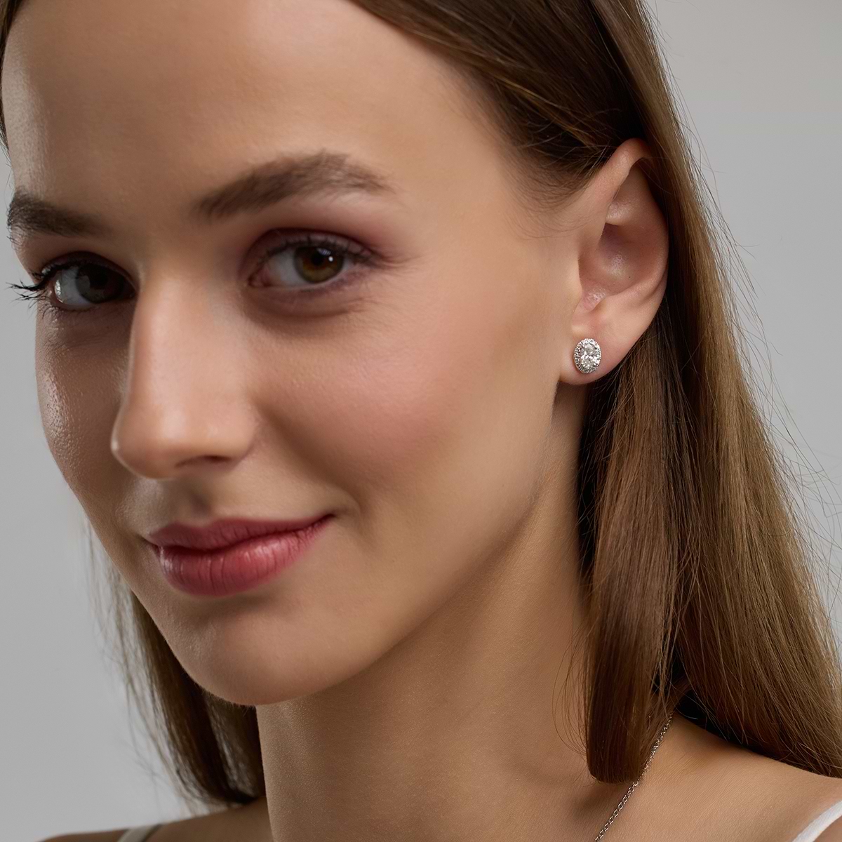 1 1/5 ctw Oval Lab Grown Diamond Halo Stud Earrings