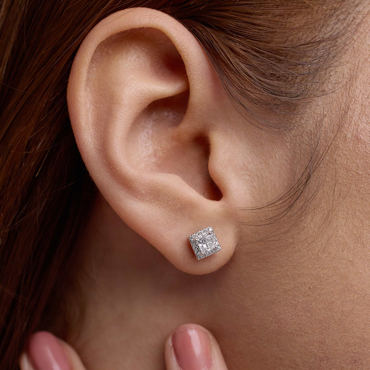 1 7/8 ctw Princess Lab Grown Diamond Halo Stud Earrings