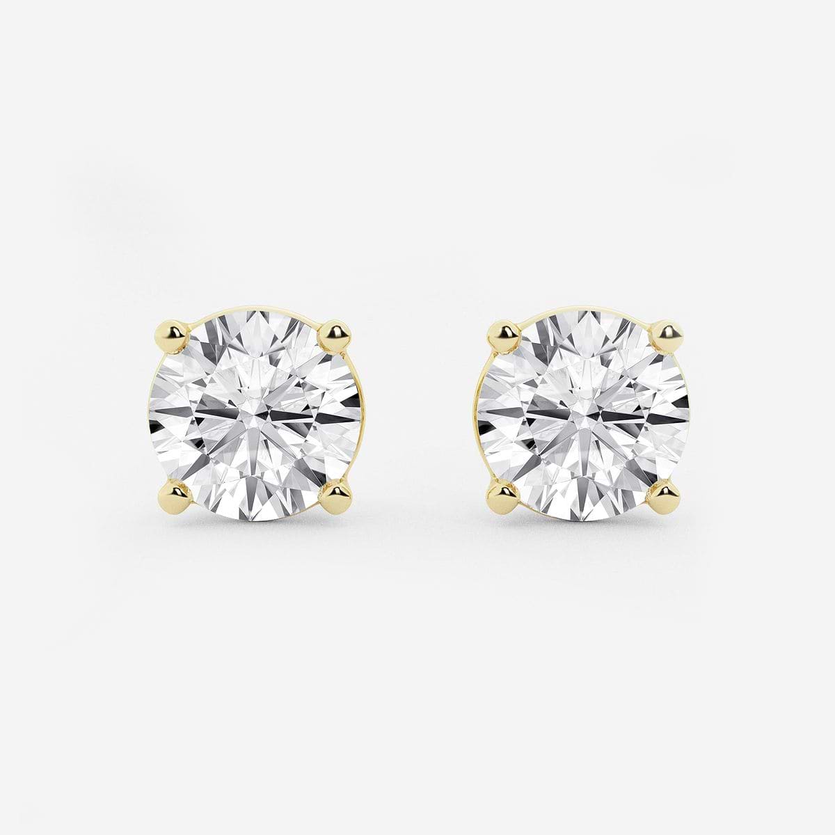 5 ctw Round Near-Colorless (G-H) Lab Grown Diamond Certified Stud Earrings 14K Yellow Gold, GH, VS2+