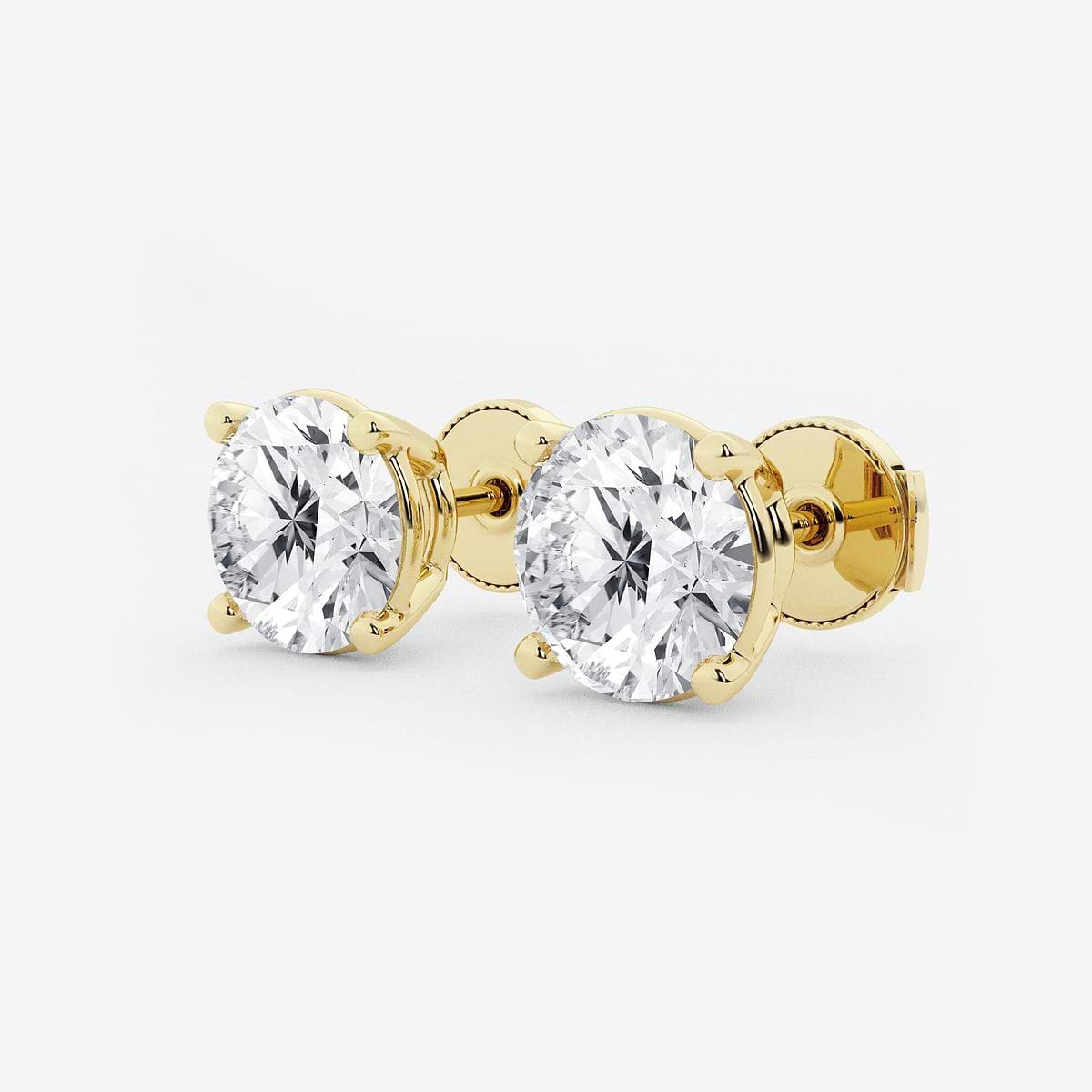 5 ctw Round Near-Colorless (G-H) Lab Grown Diamond Certified Stud Earrings 14K Yellow Gold, GH, VS2+