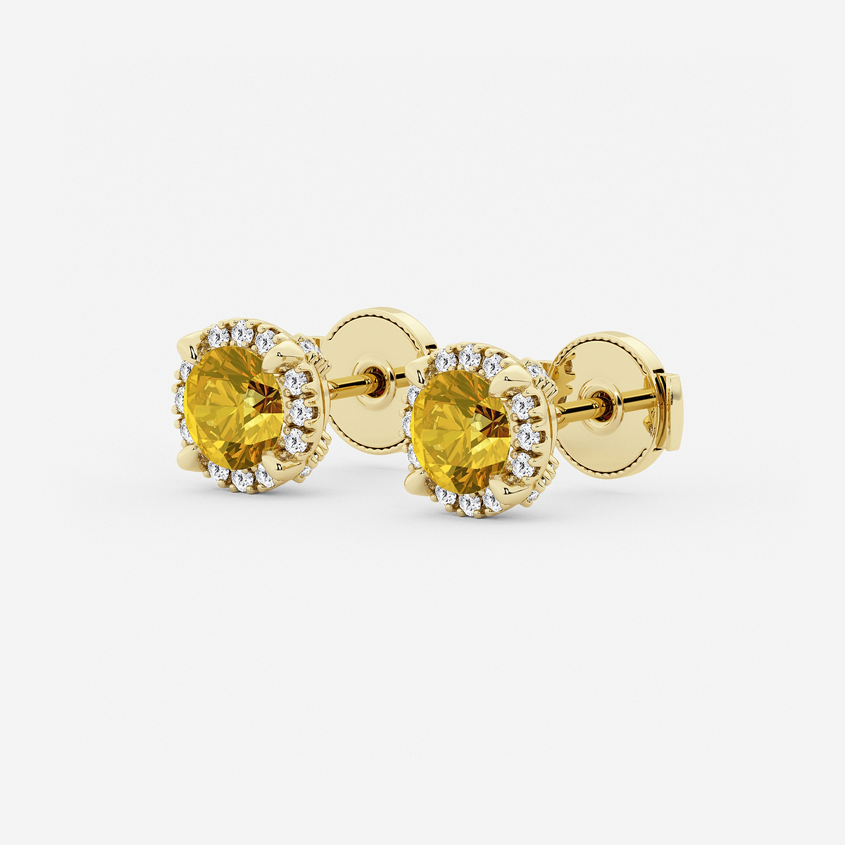Additional Image 1 for  5.1 mm Round Created Citrine and 1/4 ctw Round Lab Grown Diamond Shadow Halo Stud Earrings