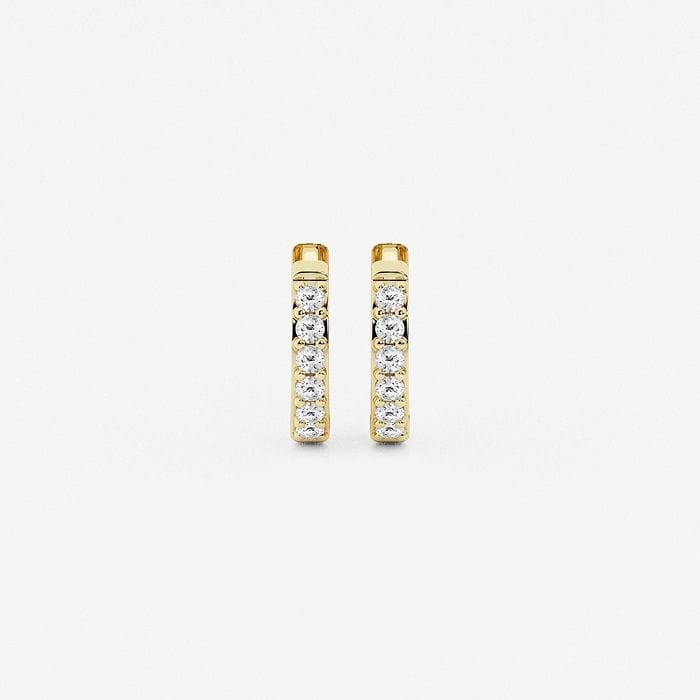 näas 1/8 ctw Round Lab Grown Diamond Hoop Earrings 14K Yellow Gold, F, VS2