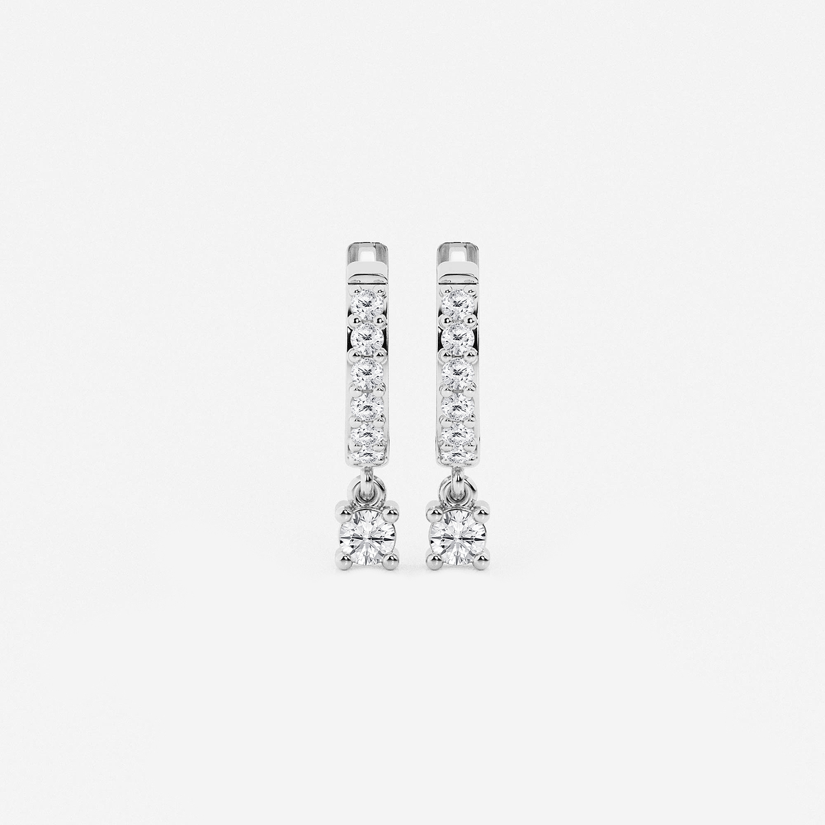näas 1/5 ctw Round Lab Grown Diamond Hoop Earrings 14K White Gold, FG, VS2+
