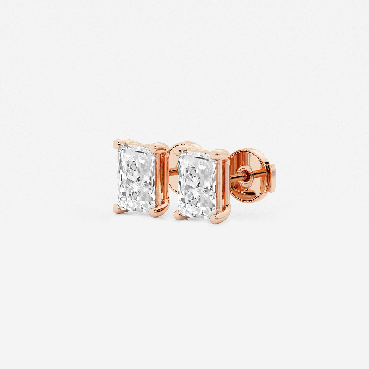 Additional Image 1 for  1 ctw Radiant Lab Grown Diamond Four Prong Stud Earrings