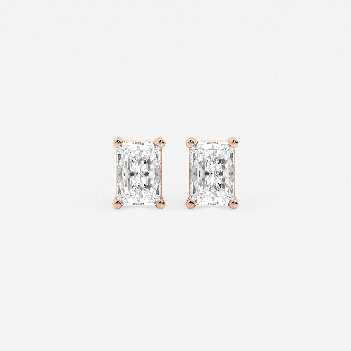 1 ctw Radiant Lab Grown Diamond Four Prong Stud Earrings