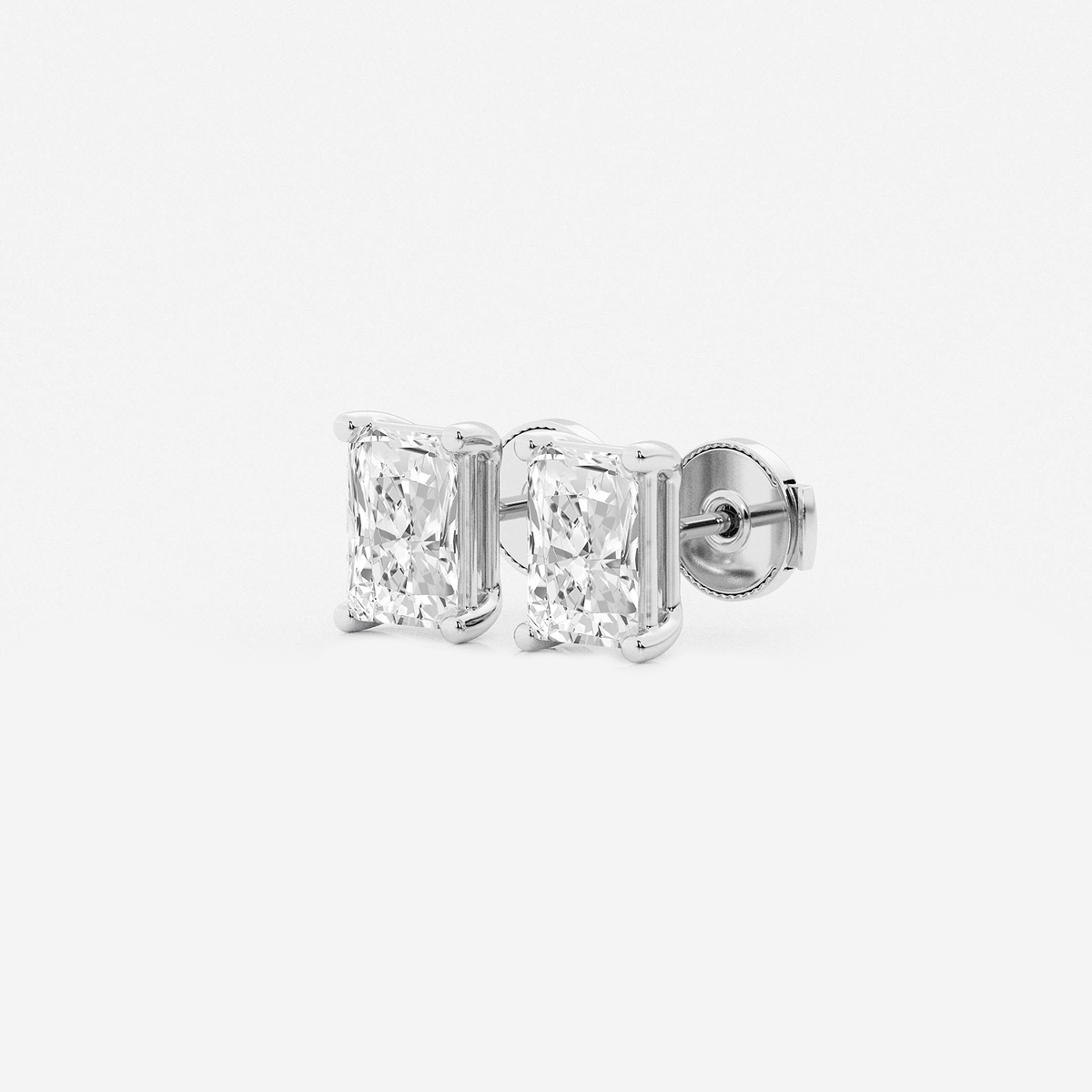 Additional Image 1 for  1 ctw Radiant Lab Grown Diamond Four Prong Stud Earrings