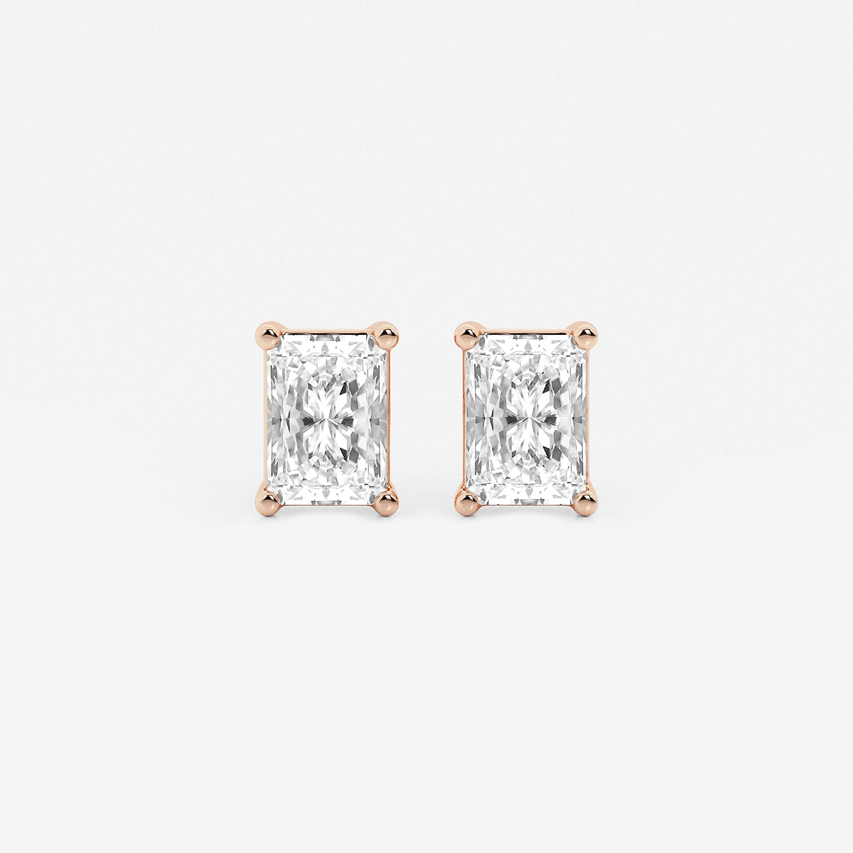 2 ctw Radiant Lab Grown Diamond Four Prong Stud Earrings