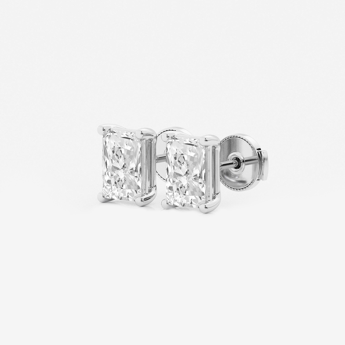 Additional Image 1 for  2 ctw Radiant Lab Grown Diamond Four Prong Stud Earrings