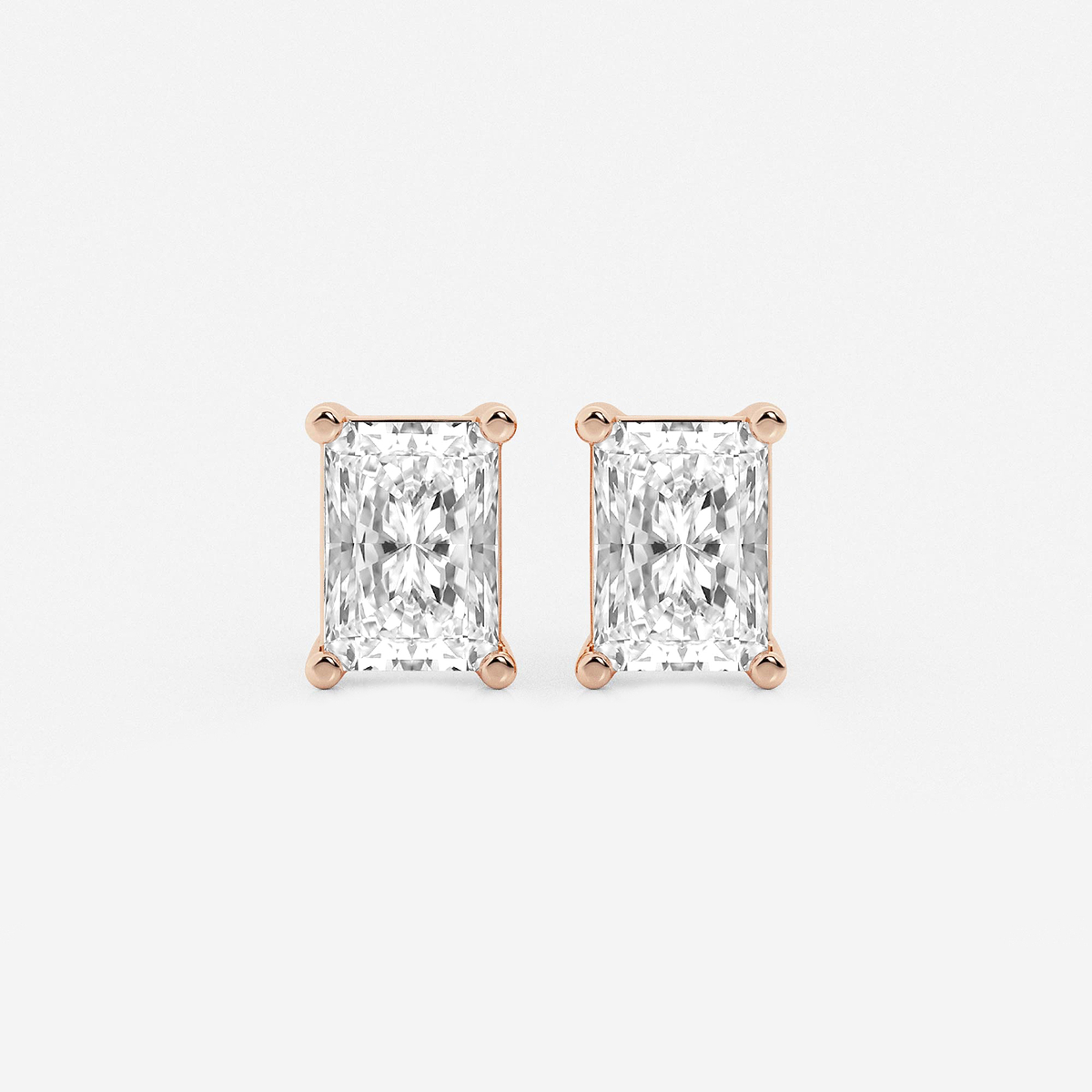 3 ctw Radiant Lab Grown Diamond Four Prong Stud Earrings
