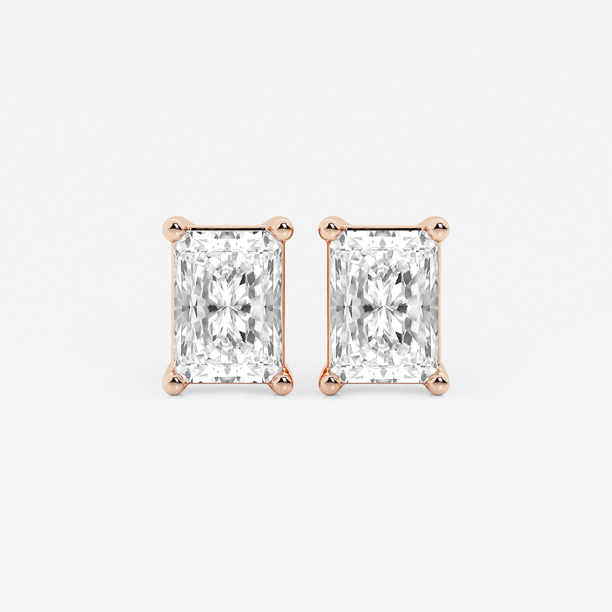 4 ctw Radiant Lab Grown Diamond Four Prong Stud Earrings