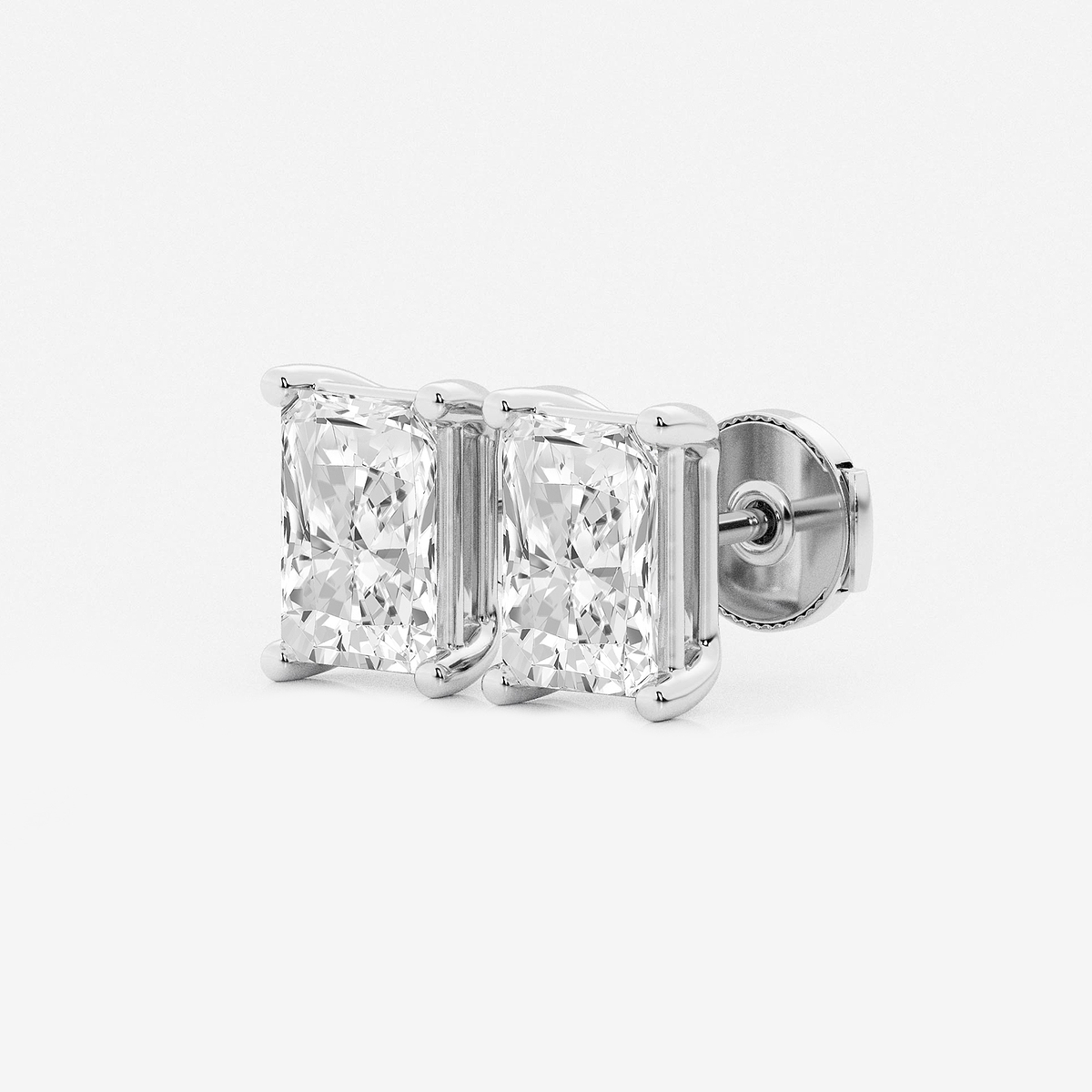 Additional Image 1 for  4 ctw Radiant Lab Grown Diamond Four Prong Stud Earrings