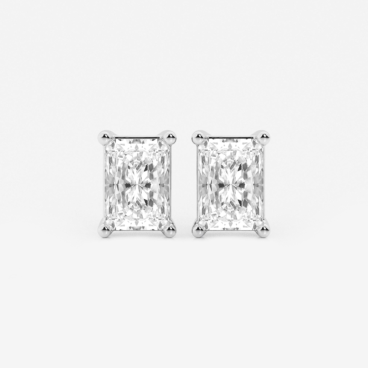 4 ctw Radiant Lab Grown Diamond Four Prong Stud Earrings