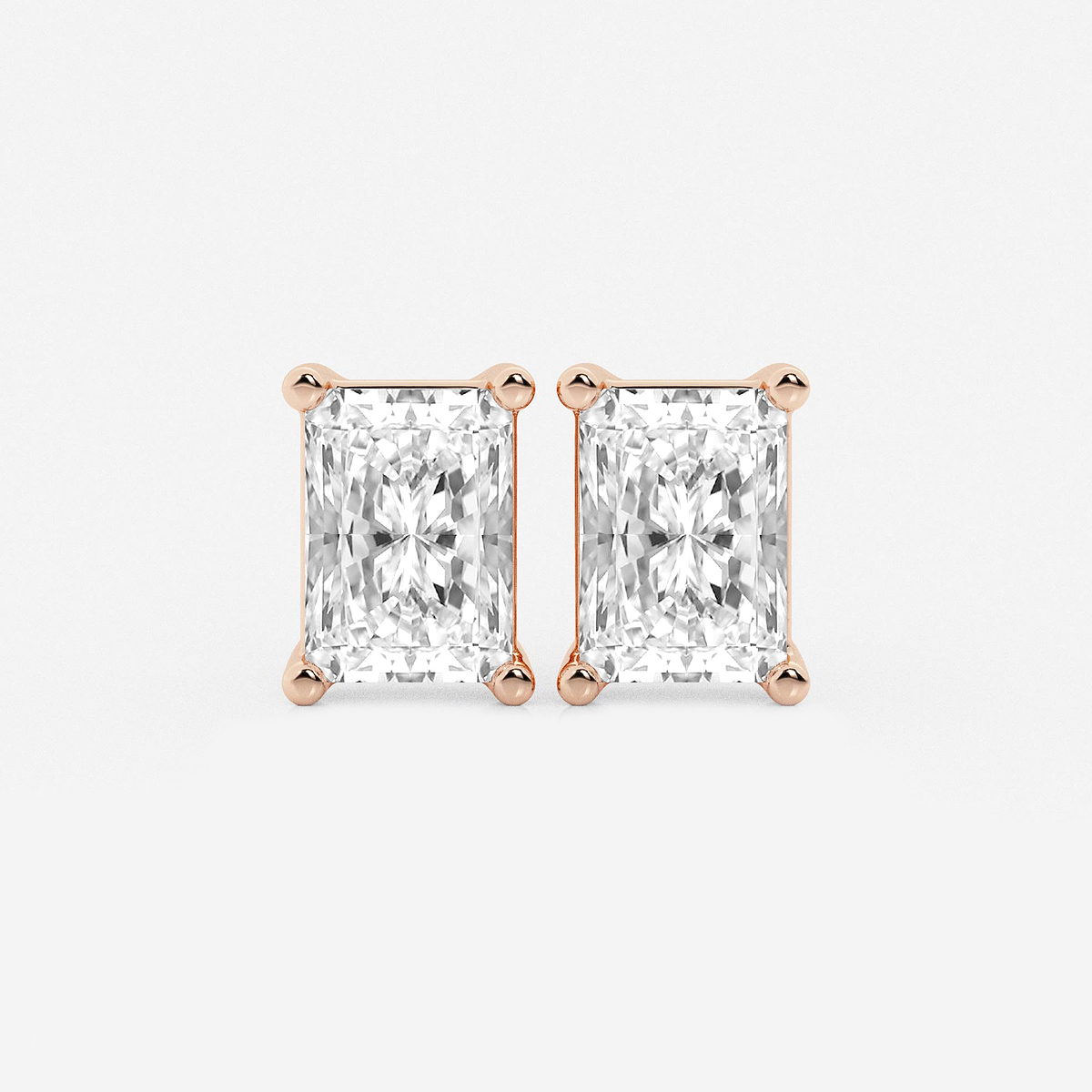 5 ctw Radiant Lab Grown Diamond Four Prong Stud Earrings