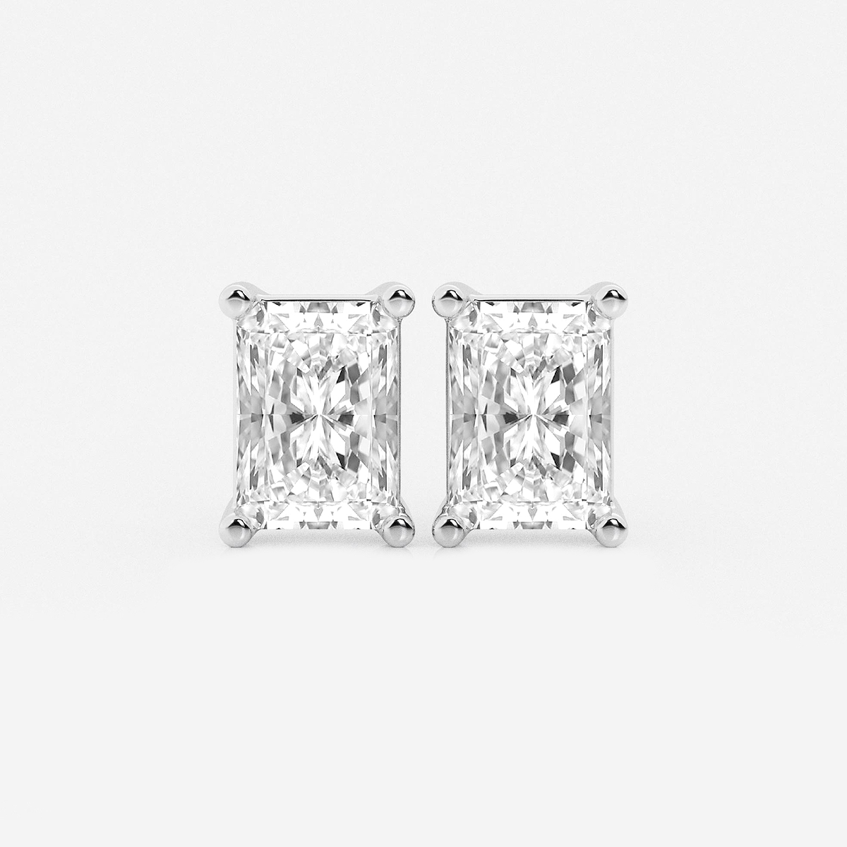 5 ctw Radiant Lab Grown Diamond Four Prong Stud Earrings