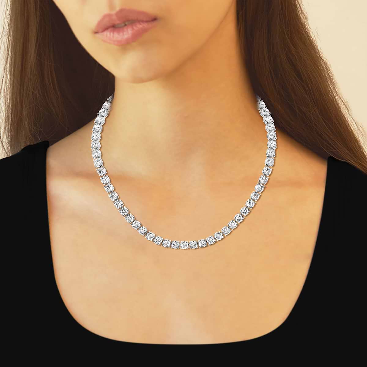 Additional Image 3 for  59 ctw Round Lab Grown Diamond Tennis Necklace