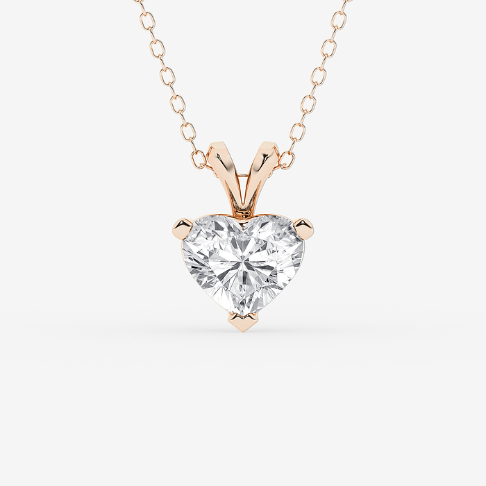 Split Bail Heart - 2 ctw Heart Lab Grown Diamond Split Bail Solitaire Pendant with Adjustable Chain