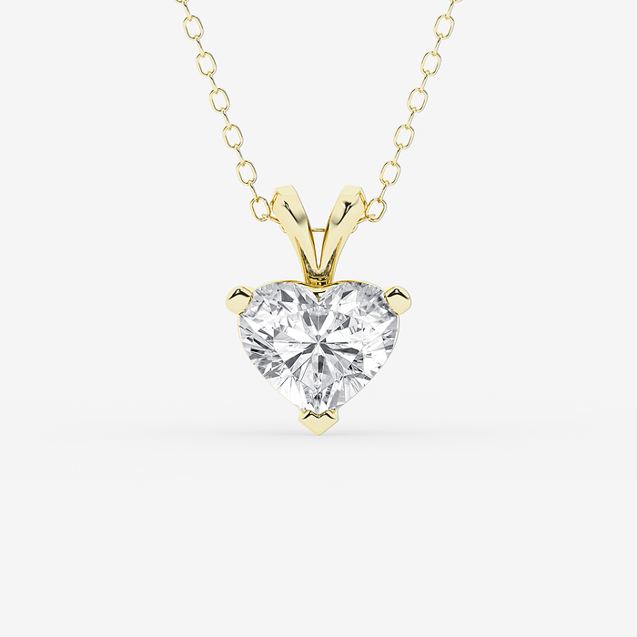 Split Bail Heart - 2 ctw Heart Lab Grown Diamond Split Bail Solitaire Pendant with Adjustable Chain