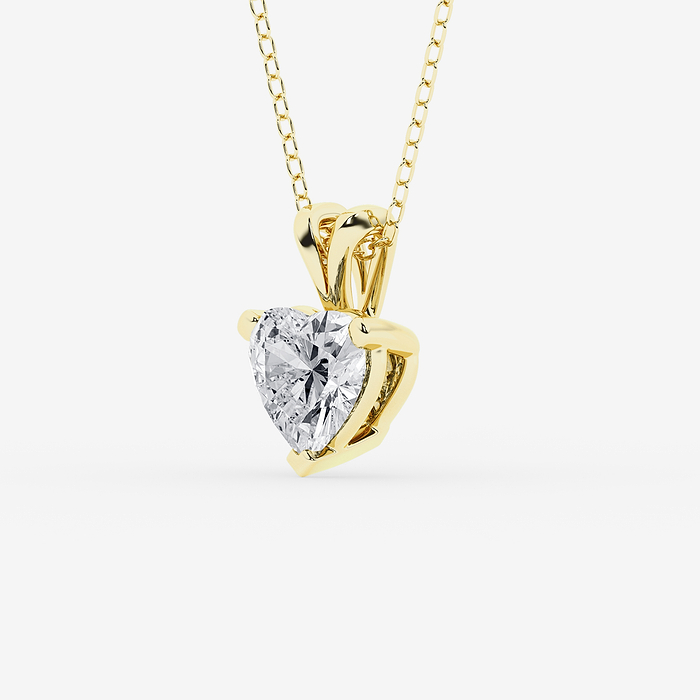 Split Bail Heart - 2 ctw Heart Lab Grown Diamond Split Bail Solitaire Pendant with Adjustable Chain