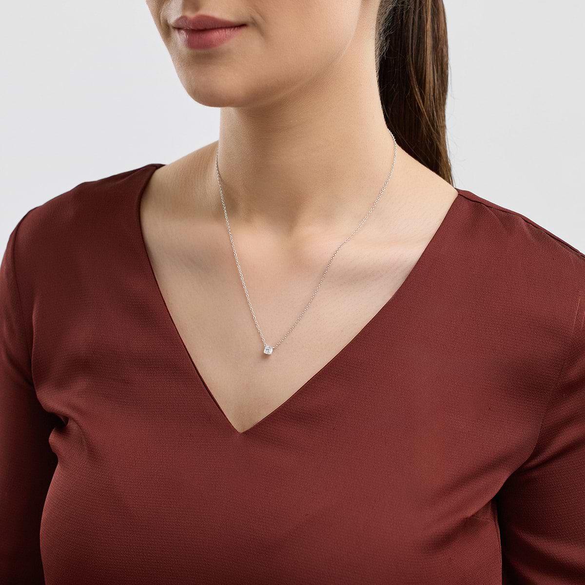 1/2 ctw Asscher Lab Grown Diamond Solitaire Pendant