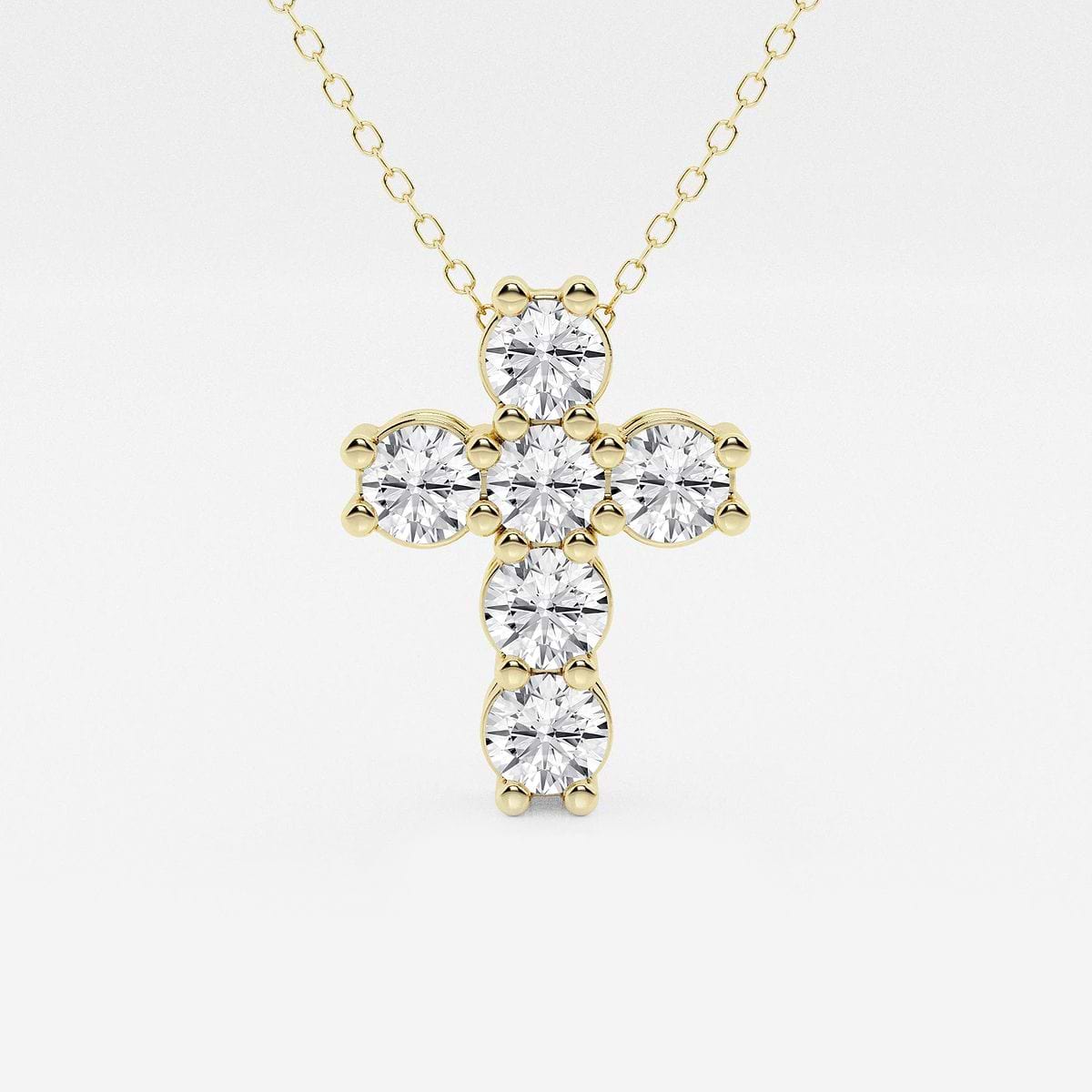 2 ctw Round Lab Grown Diamond Petite Cross Pendant 14K Yellow Gold, F, VS2