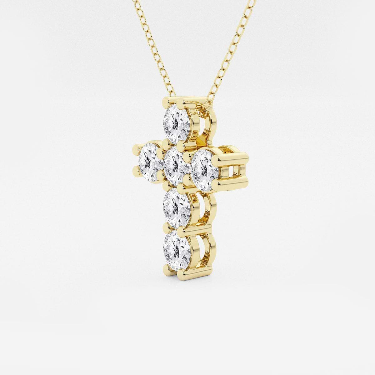 2 ctw Round Lab Grown Diamond Petite Cross Pendant 14K Yellow Gold, F, VS2