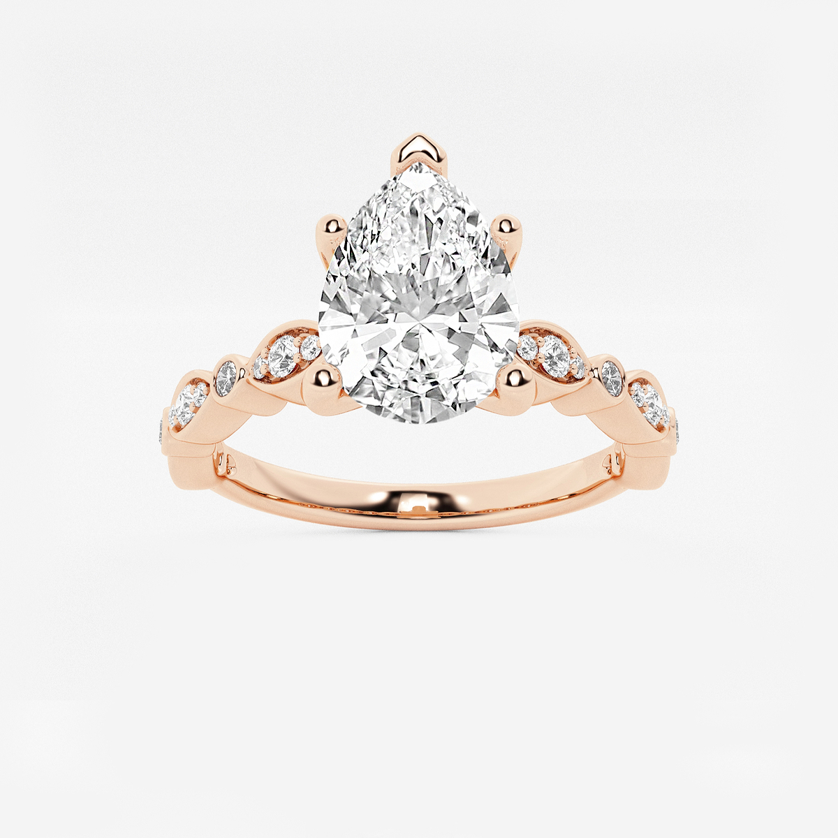 1 3/4 ctw Pear Lab Grown Diamond Engagement Ring with Marquise Shape Side Accents