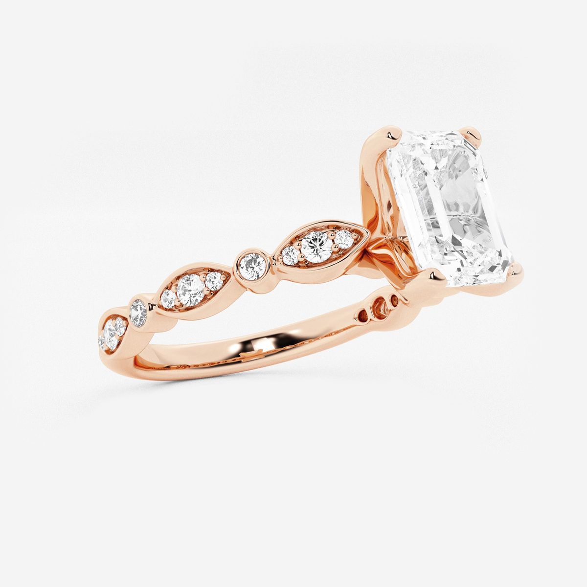 Additional Image 1 for  1 3/4 ctw Emerald Lab Grown Diamond Engagement Ring with Marquise Shape Side Accents
