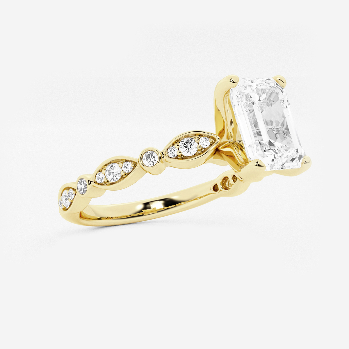 Additional Image 1 for  1 3/4 ctw Emerald Lab Grown Diamond Engagement Ring with Marquise Shape Side Accents