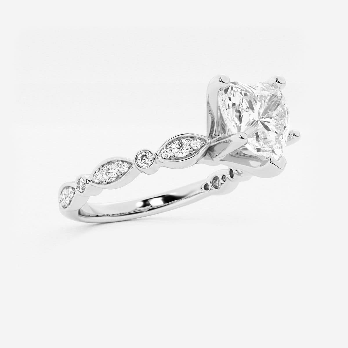 Additional Image 1 for  1 1/5 ctw Heart Lab Grown Diamond Engagement Ring with Marquise Shape Side Accents