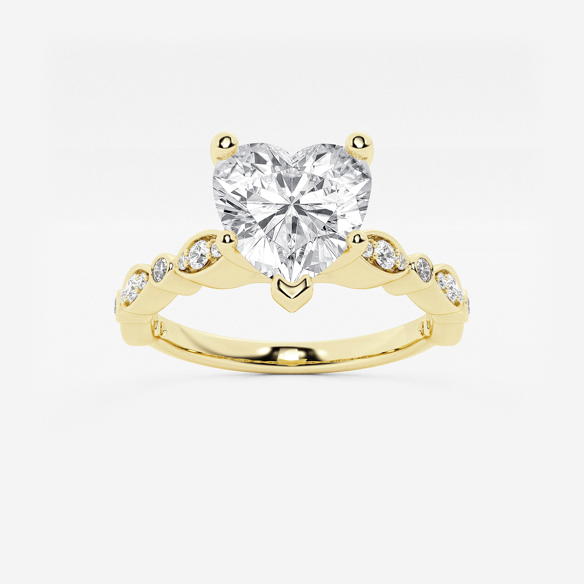 1 3/4 ctw Heart Lab Grown Diamond Engagement Ring with Marquise Shape Side Accents