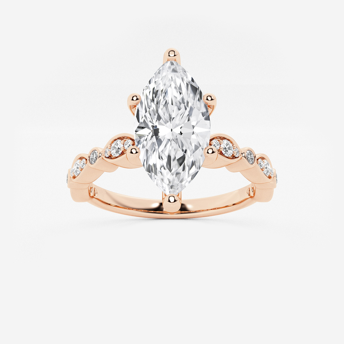 2 1/5 ctw Marquise Lab Grown Diamond Engagement Ring with Marquise Shape Side Accents