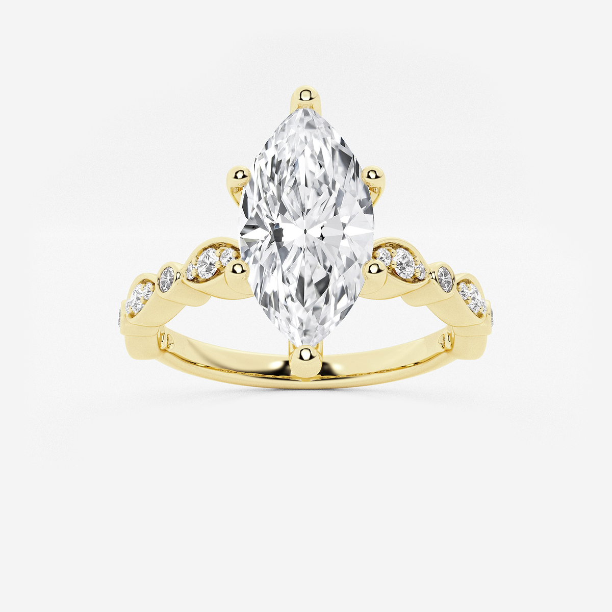 2 1/5 ctw Marquise Lab Grown Diamond Engagement Ring with Marquise Shape Side Accents