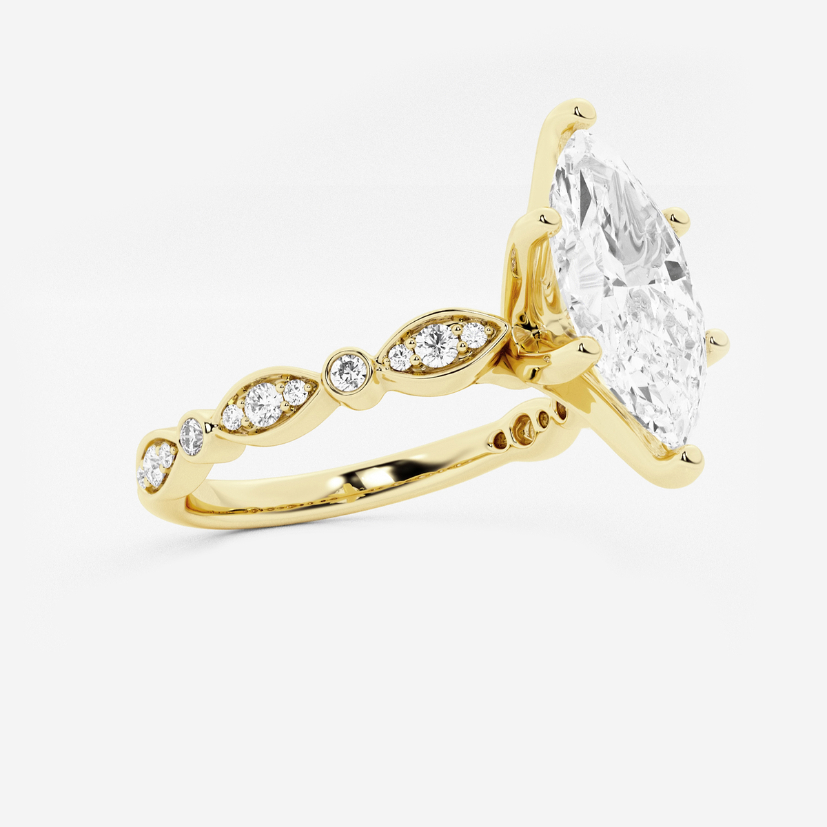 Additional Image 1 for  2 1/5 ctw Marquise Lab Grown Diamond Engagement Ring with Marquise Shape Side Accents
