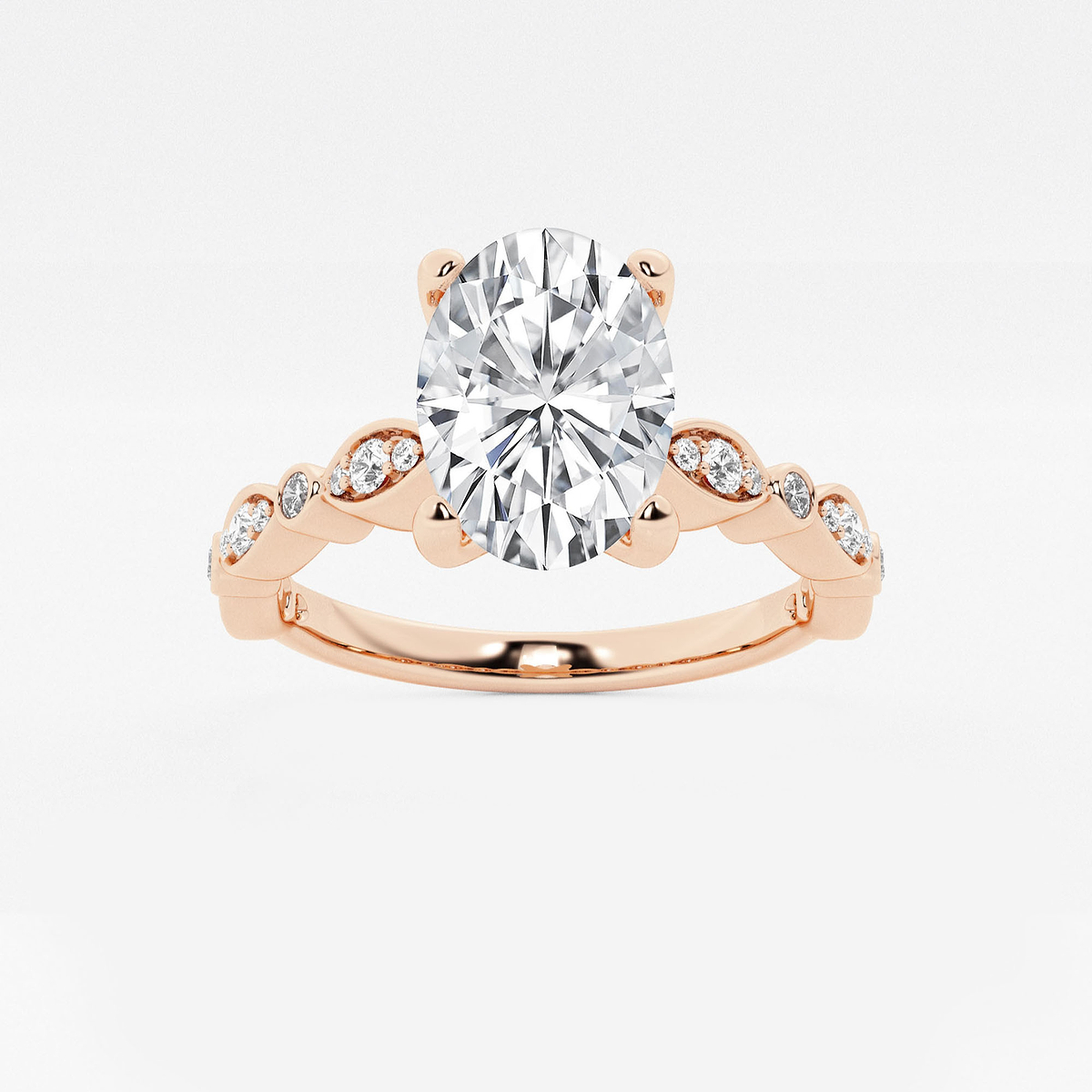 1 3/4 ctw Oval Lab Grown Diamond Engagement Ring with Marquise Shape Side Accents