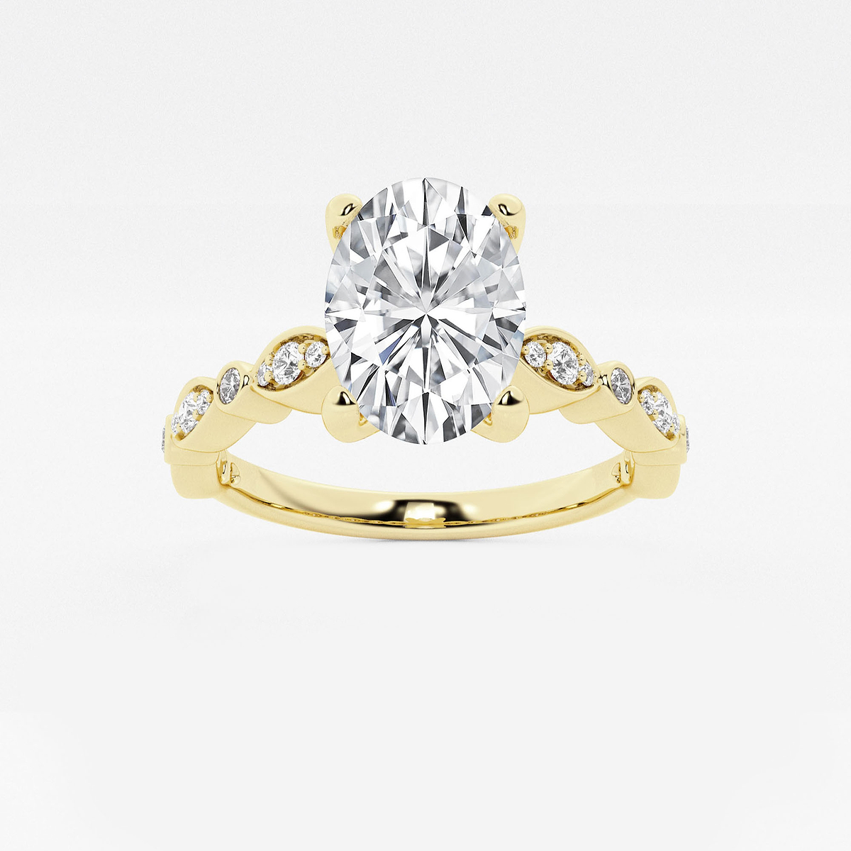 1 3/4 ctw Oval Lab Grown Diamond Engagement Ring with Marquise Shape Side Accents