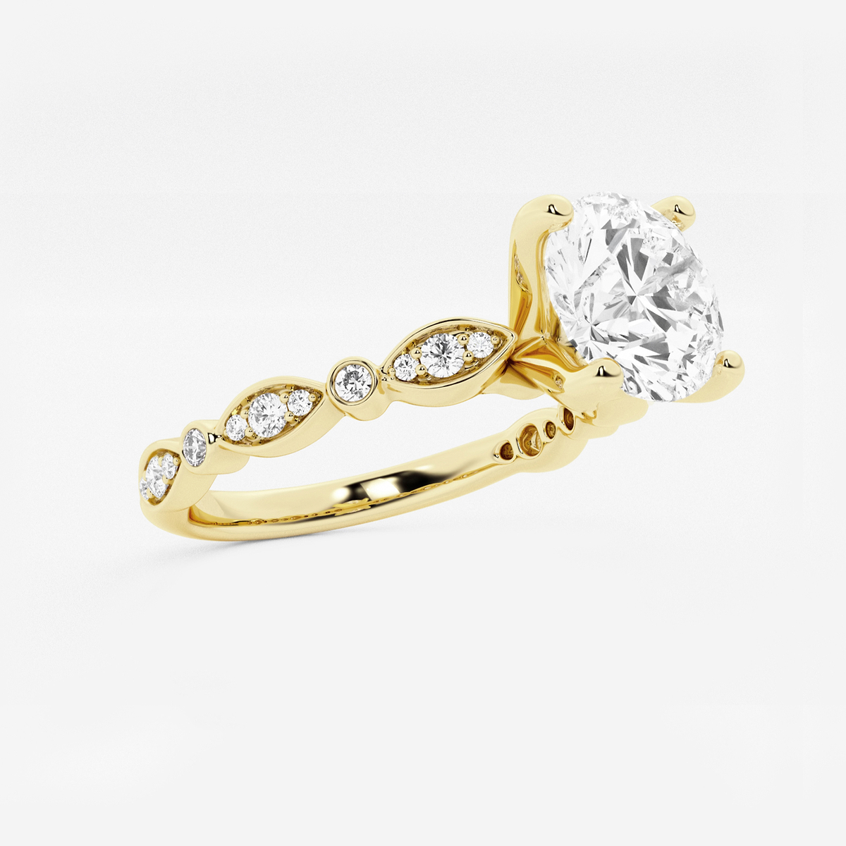 Additional Image 1 for  2 1/5 ctw Round Lab Grown Diamond Engagement Ring with Marquise Shape Side Accents