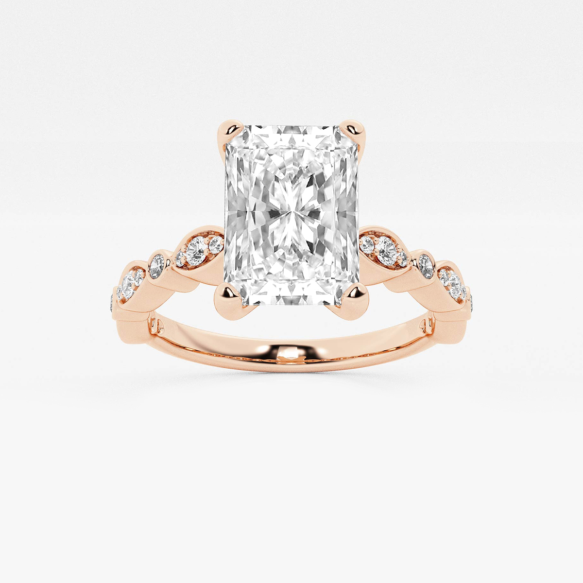 2 1/5 ctw Radiant Lab Grown Diamond Engagement Ring with Marquise Shape Side Accents