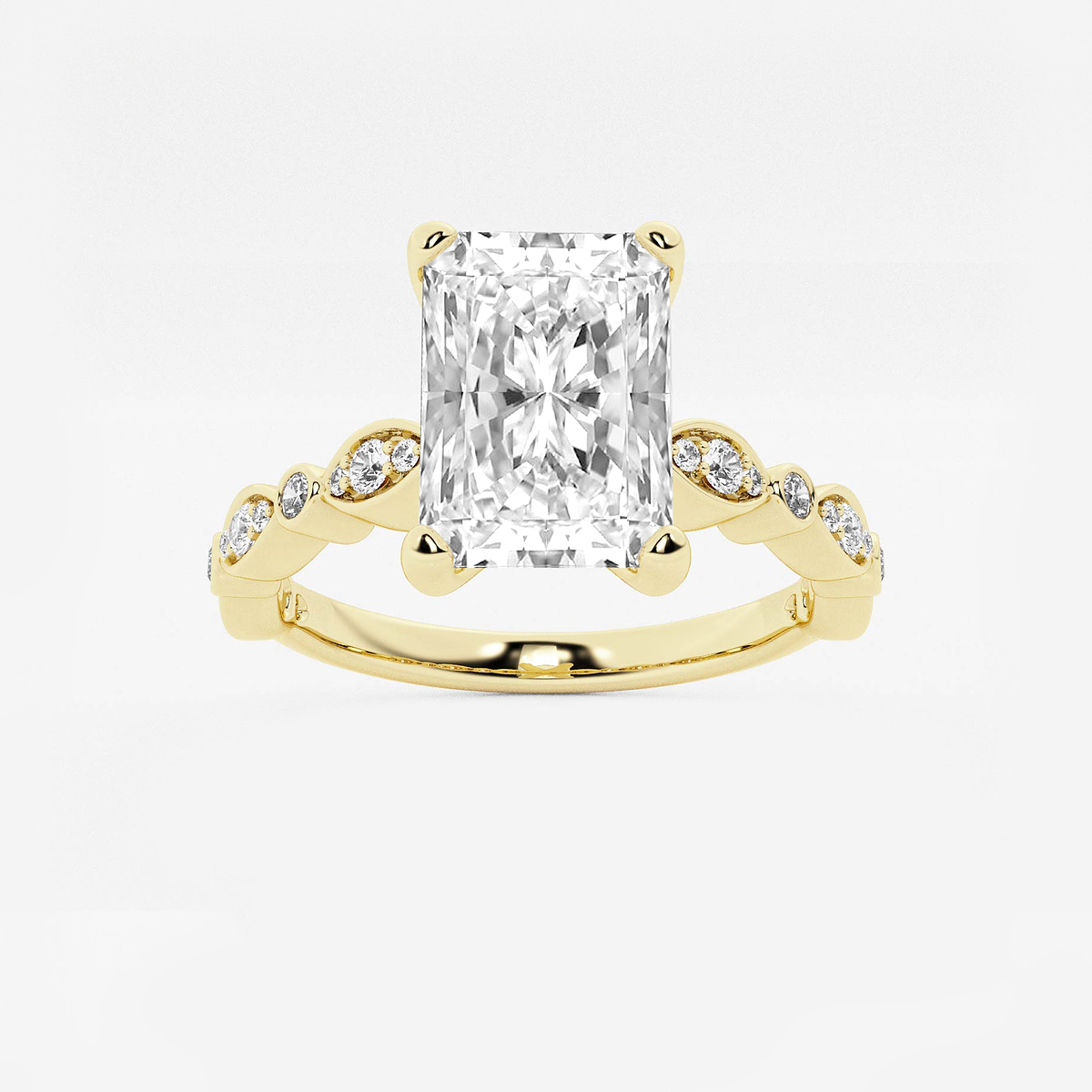 2 1/5 ctw Radiant Lab Grown Diamond Engagement Ring with Marquise Shape Side Accents