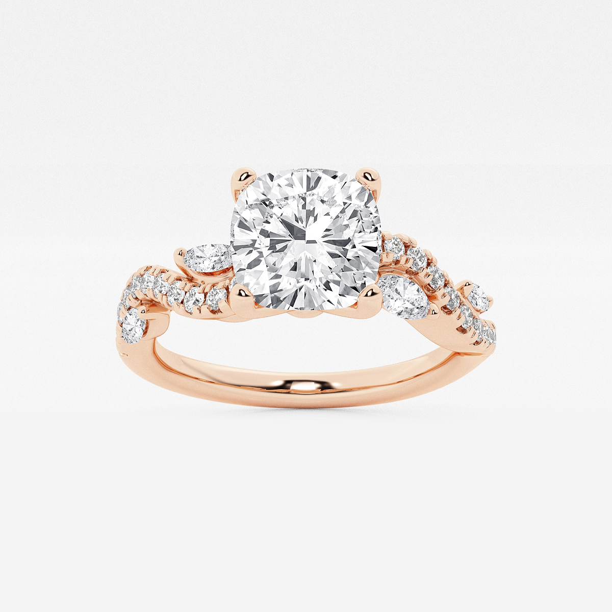 1 7/8 ctw Cushion Lab Grown Diamond Marquise Vine Engagement Ring