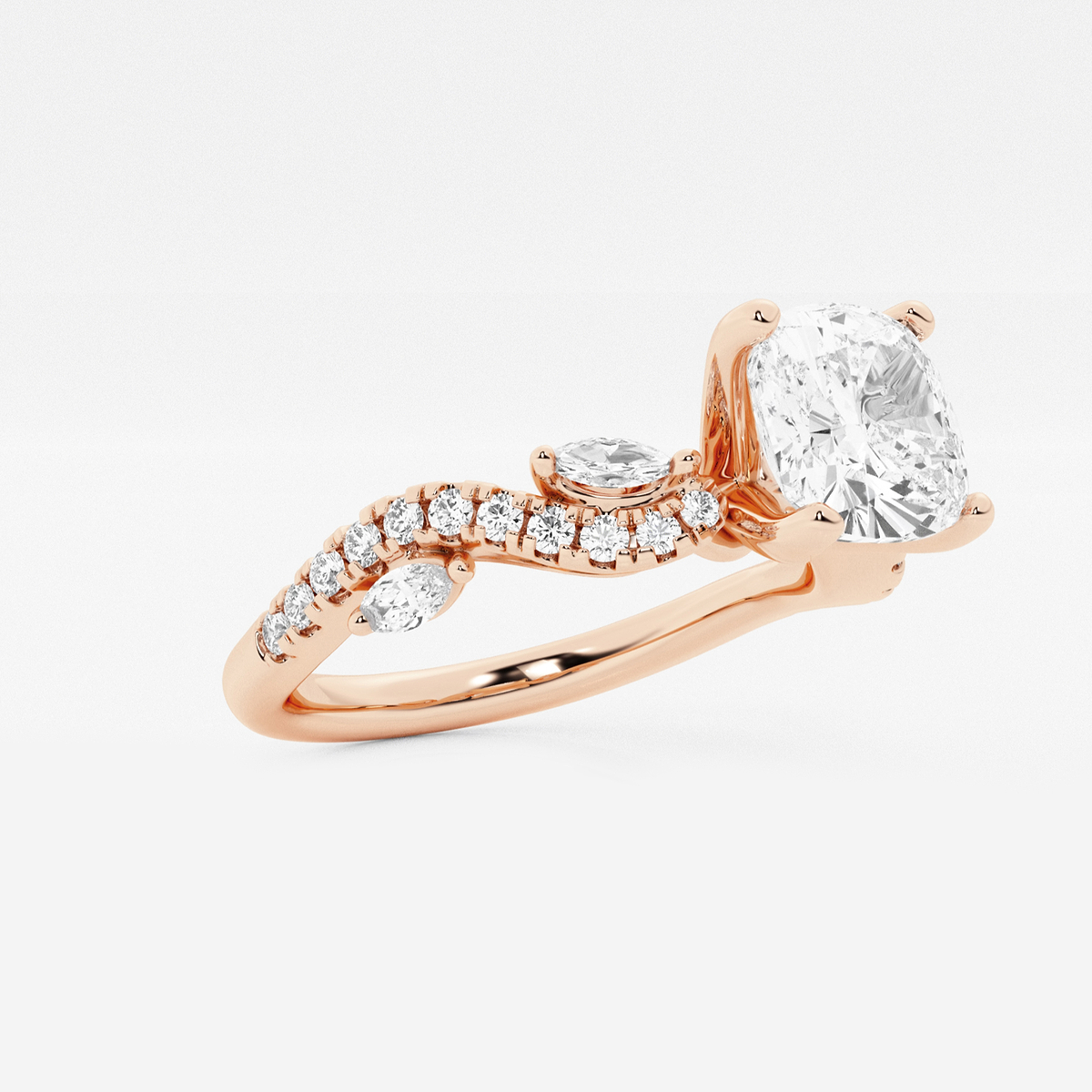 Additional Image 1 for  1 7/8 ctw Cushion Lab Grown Diamond Marquise Vine Engagement Ring