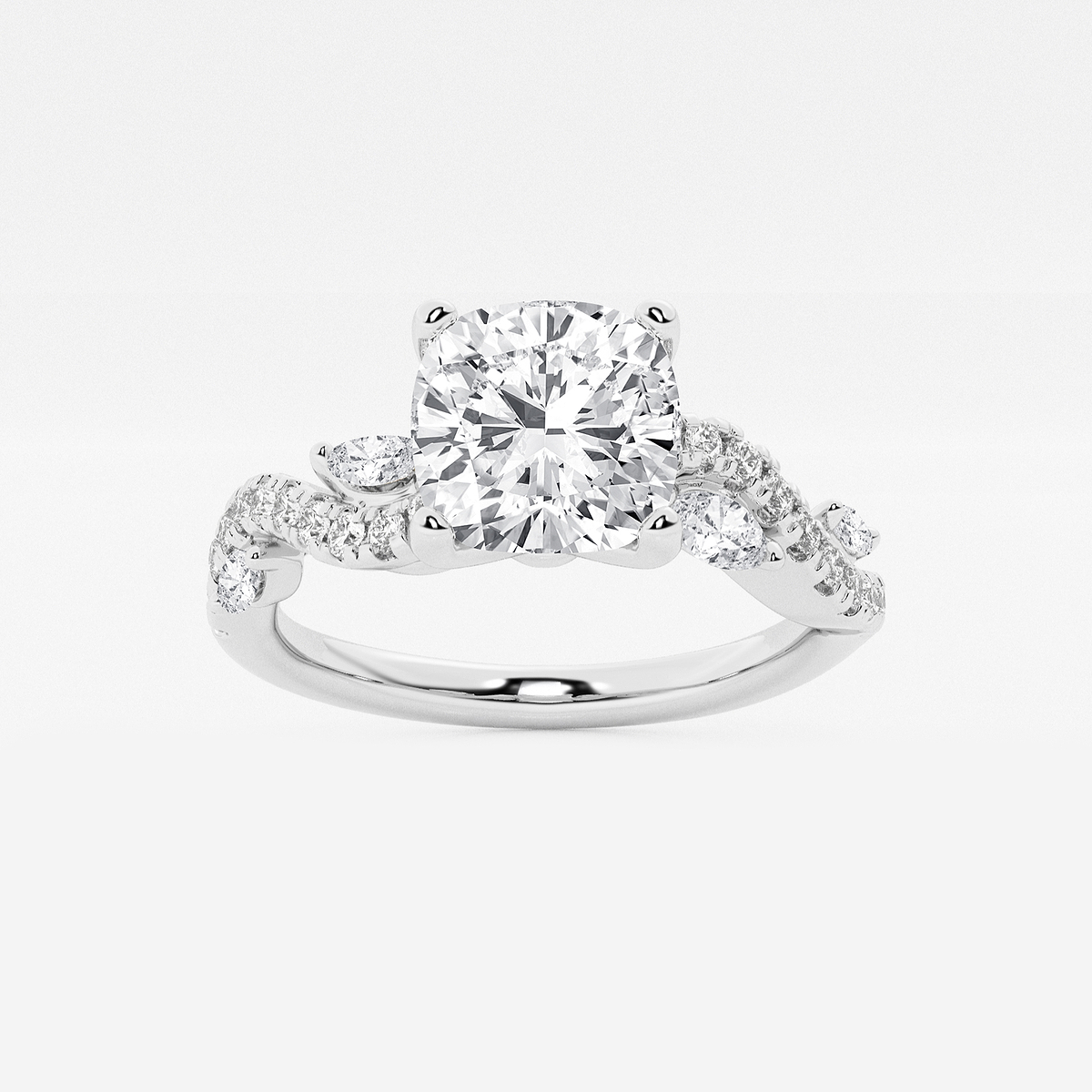 2 3/8 ctw Cushion Lab Grown Diamond Marquise Vine Engagement Ring