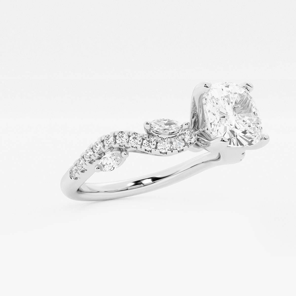 Additional Image 1 for  2 3/8 ctw Cushion Lab Grown Diamond Marquise Vine Engagement Ring