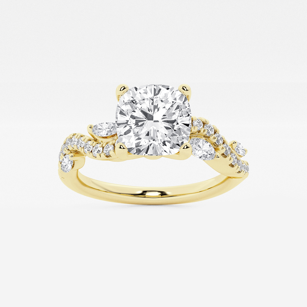 1 1/8 ctw Cushion Lab Grown Diamond Marquise Vine Engagement Ring