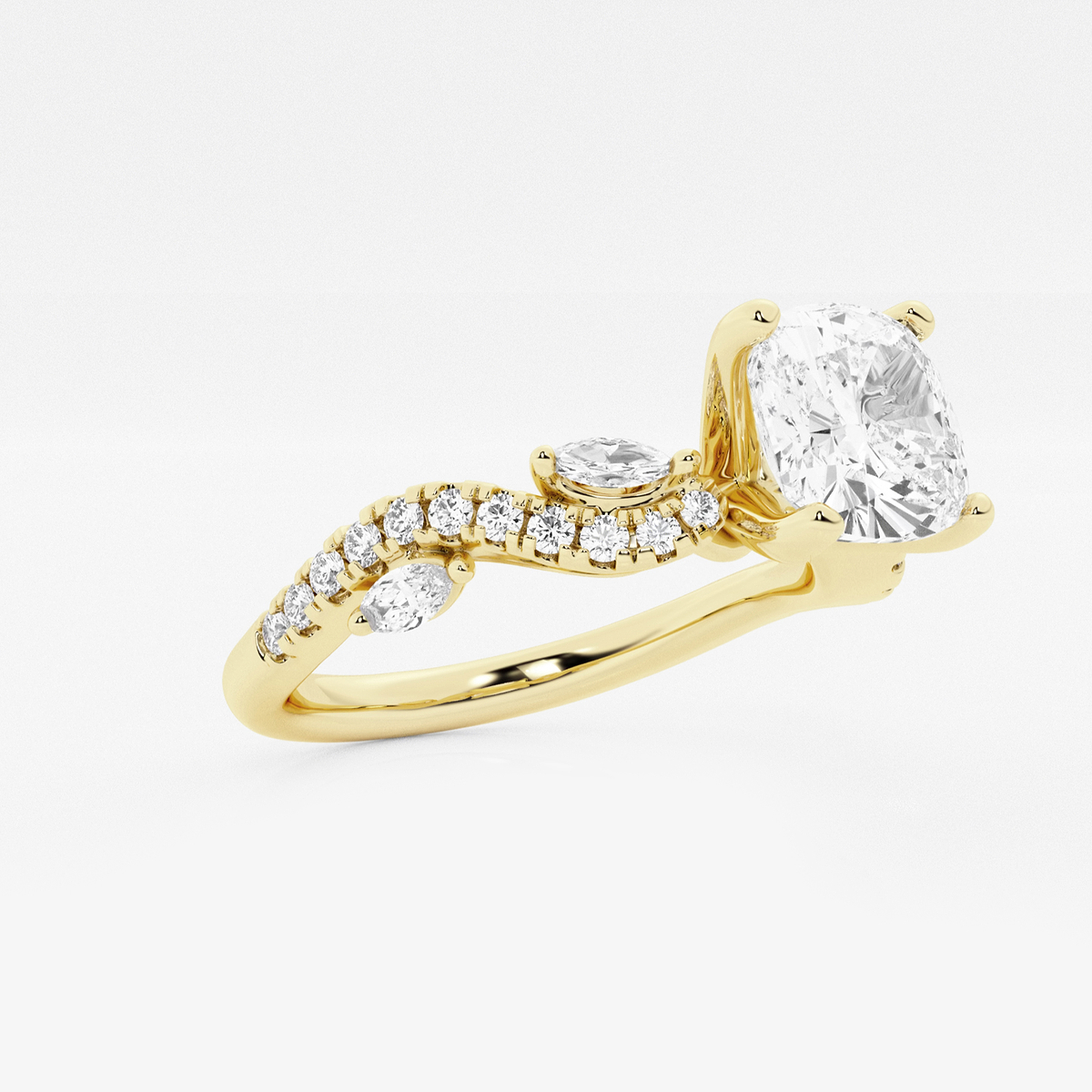 Additional Image 1 for  1 1/8 ctw Cushion Lab Grown Diamond Marquise Vine Engagement Ring