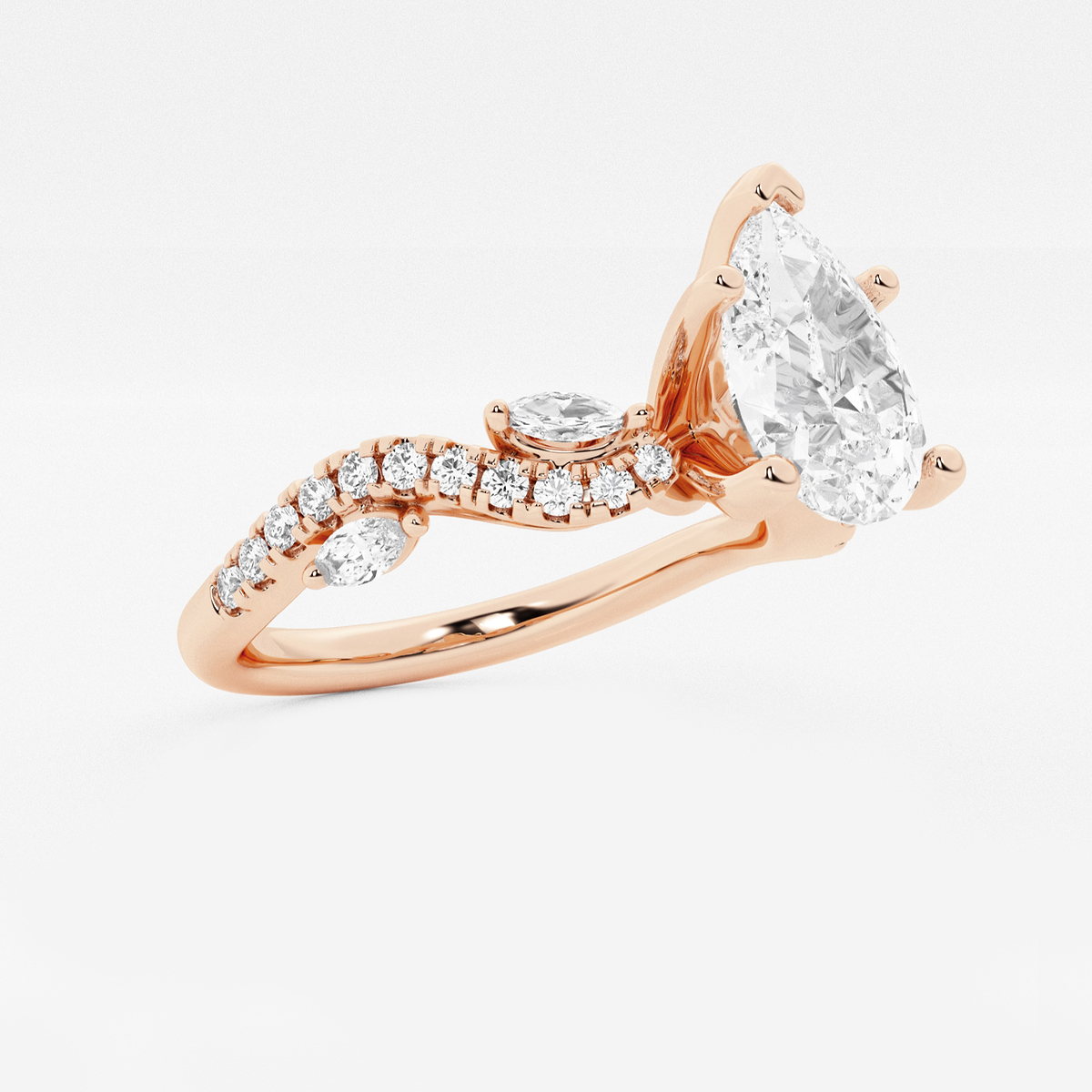 Additional Image 1 for  1 3/8 ctw Pear Lab Grown Diamond Marquise Vine Engagement Ring