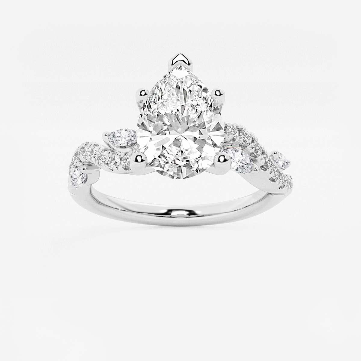 1 1/8 ctw Pear Lab Grown Diamond Marquise Vine Engagement Ring