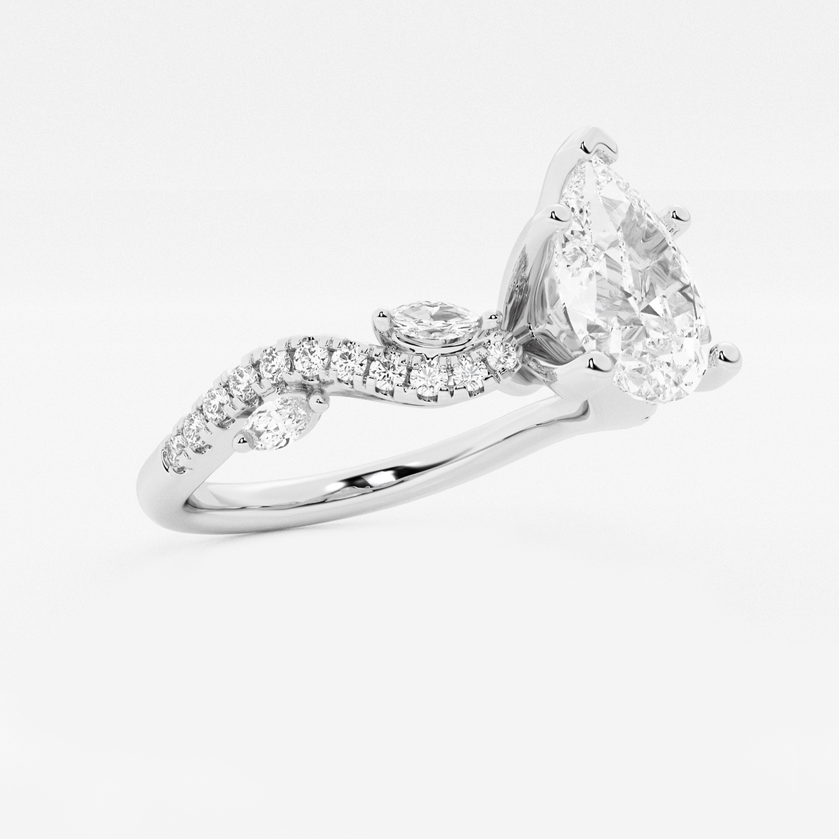 Additional Image 1 for  1 1/8 ctw Pear Lab Grown Diamond Marquise Vine Engagement Ring