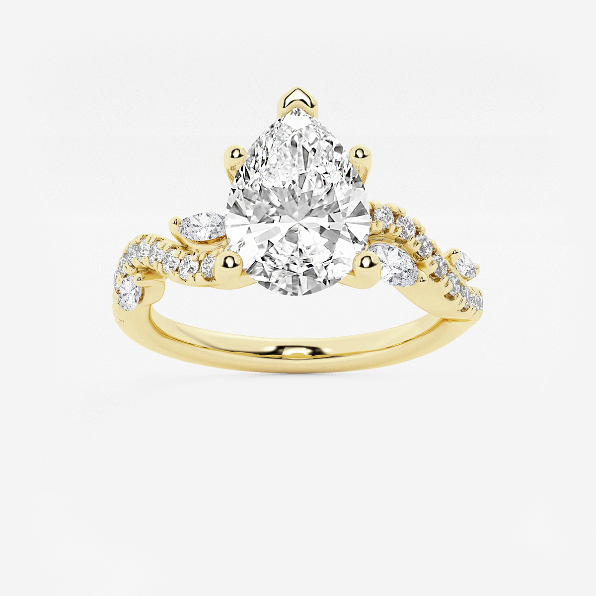 1 3/8 ctw Pear Lab Grown Diamond Marquise Vine Engagement Ring