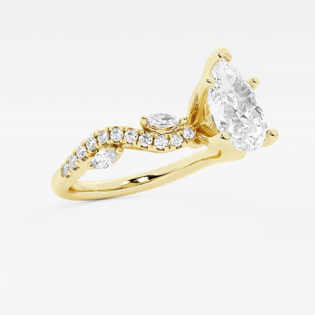 Additional Image 1 for  1 3/8 ctw Pear Lab Grown Diamond Marquise Vine Engagement Ring
