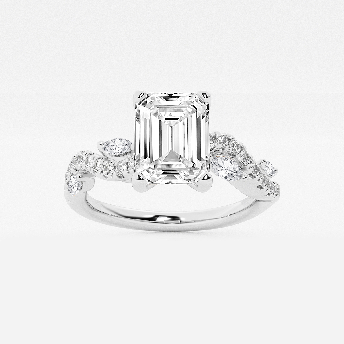 2 3/8 ctw Emerald Lab Grown Diamond Marquise Vine Engagement Ring